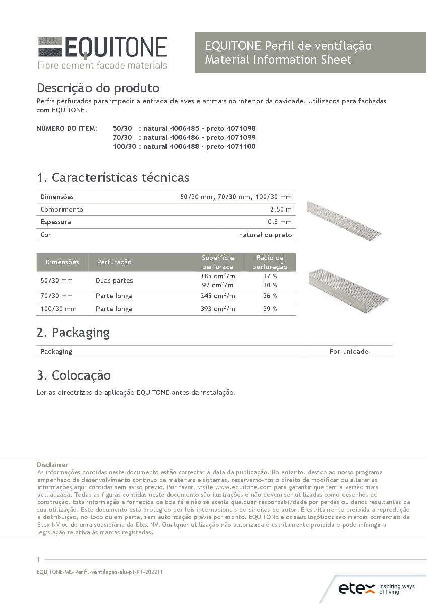 Perfil ventilaçao alu