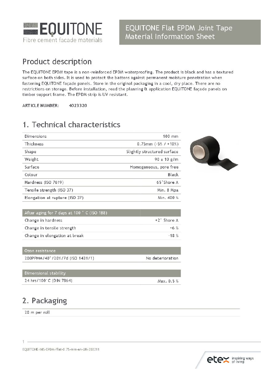 EQUITONE EPDM Flat 0.75 mm