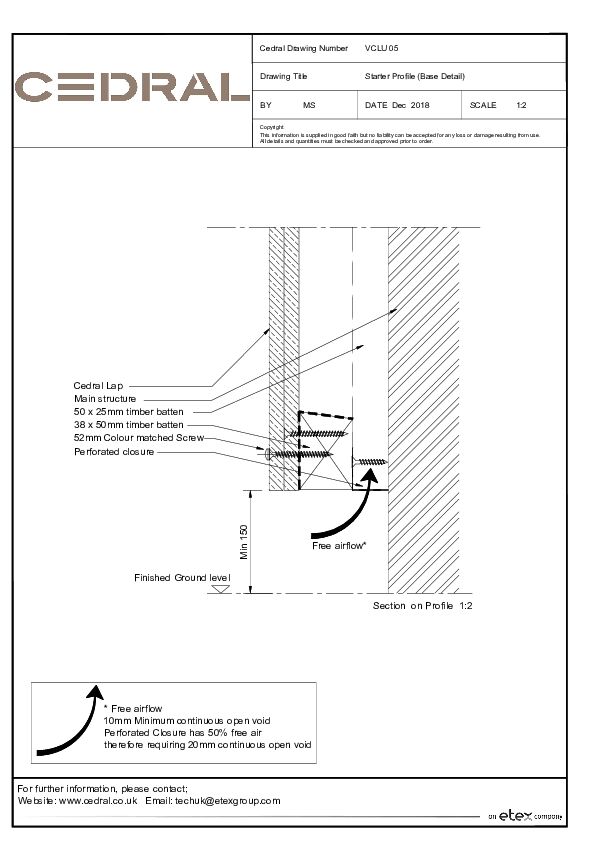 Cedral Lap Vertical Undulated Starter Profile Base Detail