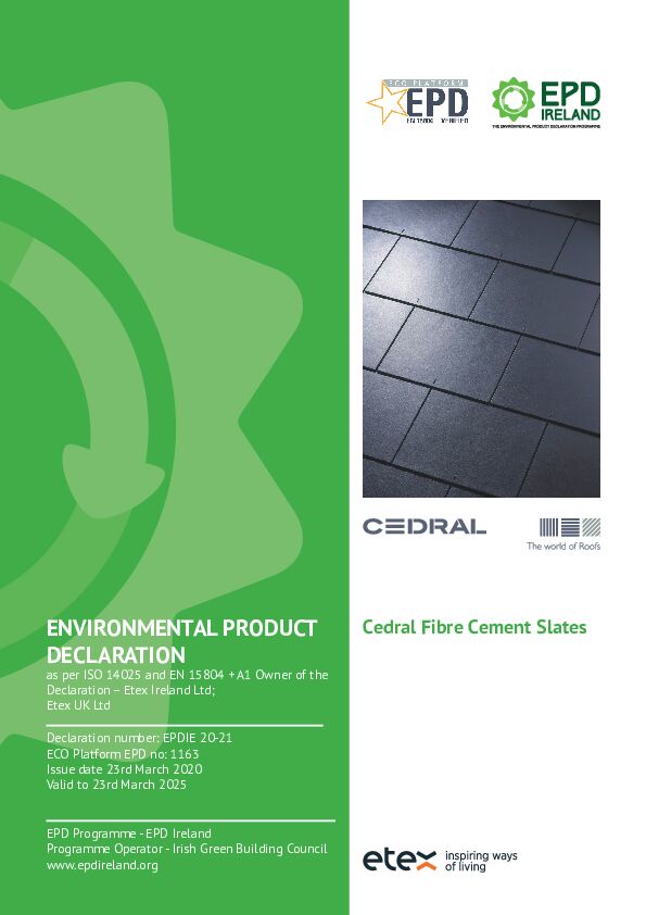 EPD Cedral Thrutone Fibre Cement Slates 2020 EPD