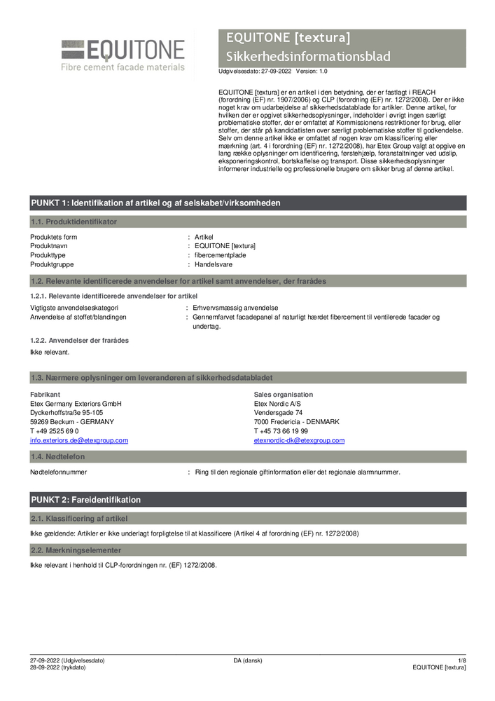 Sikkerhedsdatablad EQUITONE [textura] 