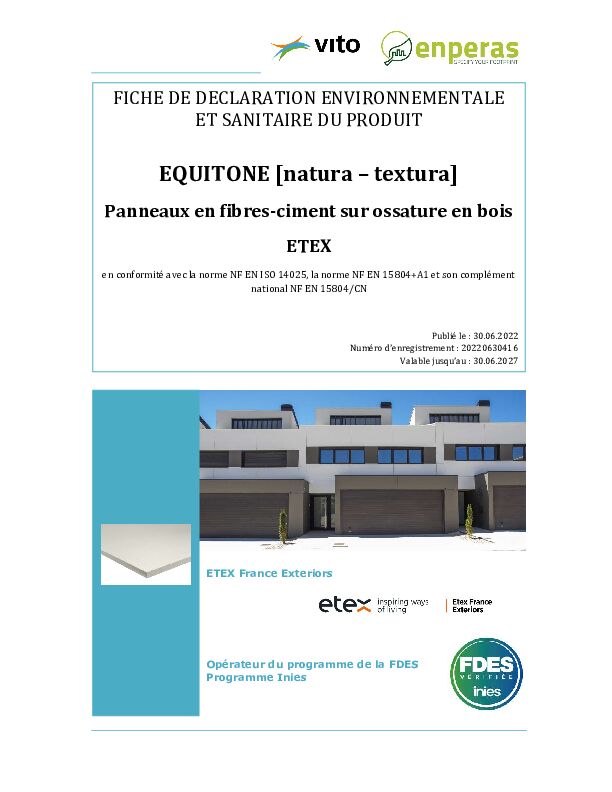 FDES vérifiées Inies sur osature bois