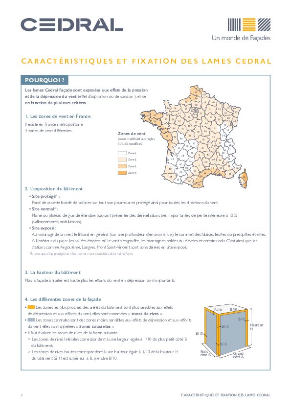 CARACTÉRISTIQUES ET FIXATION DES LAMES CEDRAL - 2024