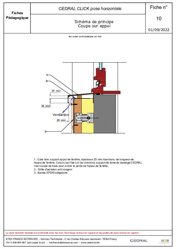 CEDRAL CLICK pose horizontale coupe sur appui