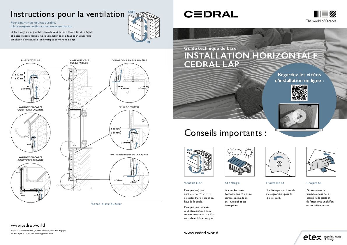 Guide technique de base Cedral Lap installation horizontale