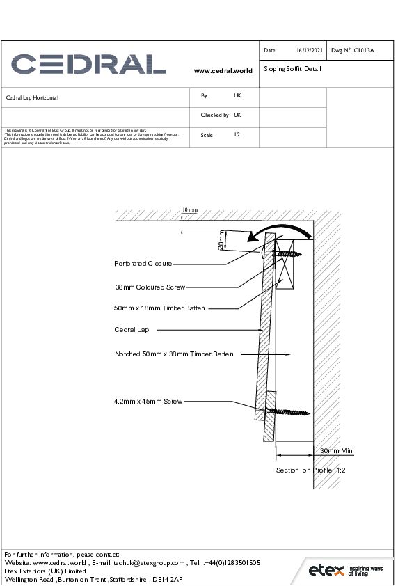 Cedral Lap Sloping Soffit Detail - Horizontal