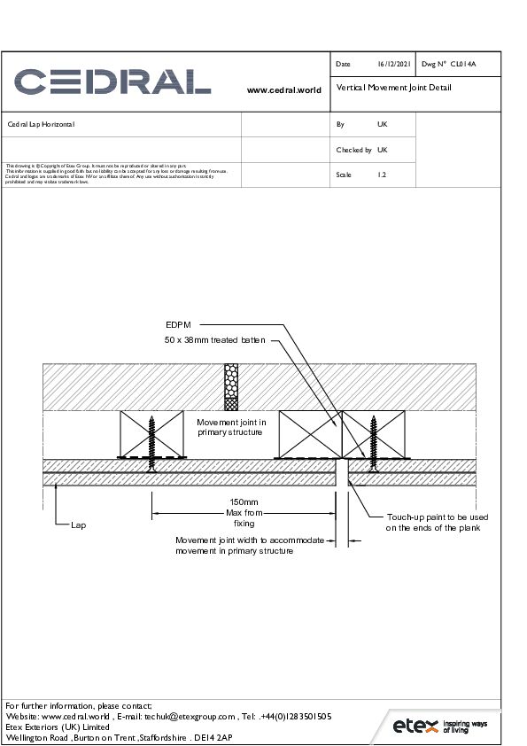 Cedral Lap Vertical Movement Joint Detail - Horizontal