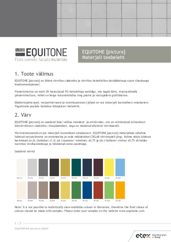 EQUITONE [pictura] Materjali teabeleht