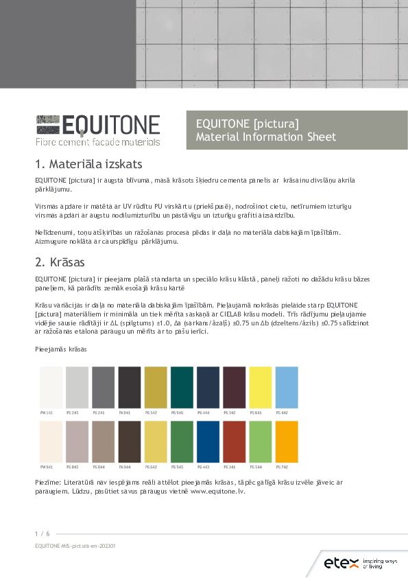 EQUITONE [pictura] Materiāla informācijas lapa