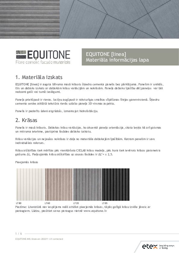 EQUITONE [linea] Materiāla informācijas lapa