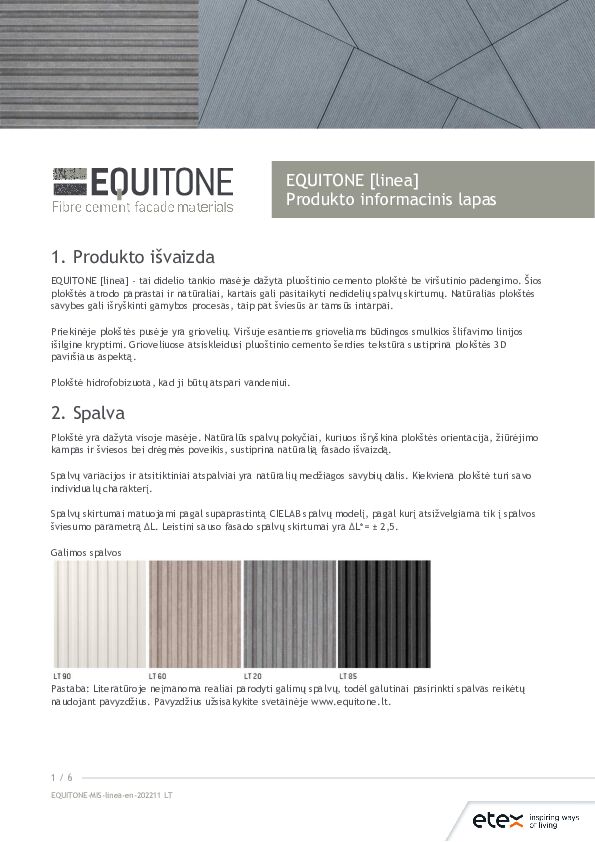 EQUITONE [linea] Produkto informacinis lapas