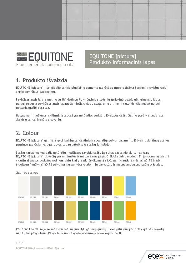 EQUITONE [pictura] Produkto informacinis lapas