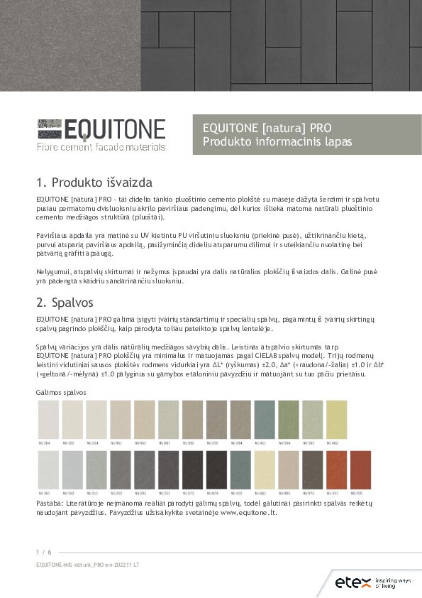 EQUITONE [natura pro] Produkto informacinis lapas