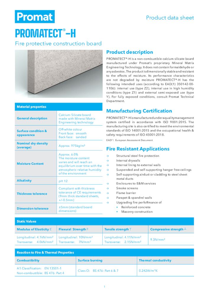 PROMATECT®-H Product Datasheet