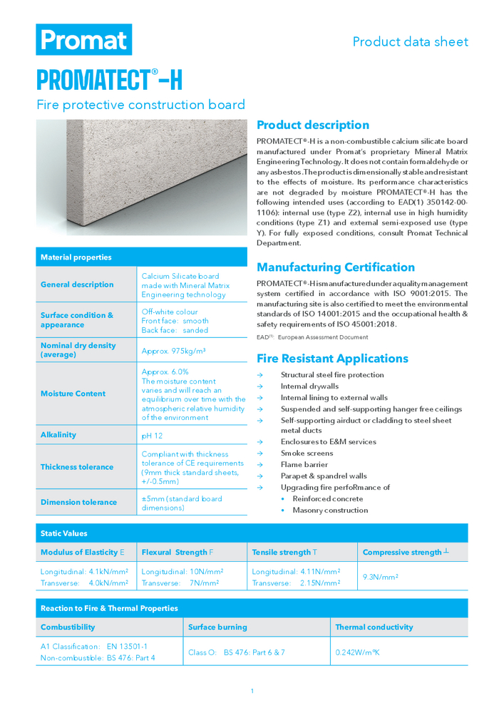 PROMATECT®-H Product Datasheet