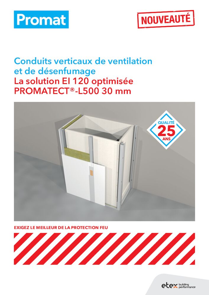 Feuillet nouveauté - Conduits PROMATECT®-L500 et plaque de plâtre