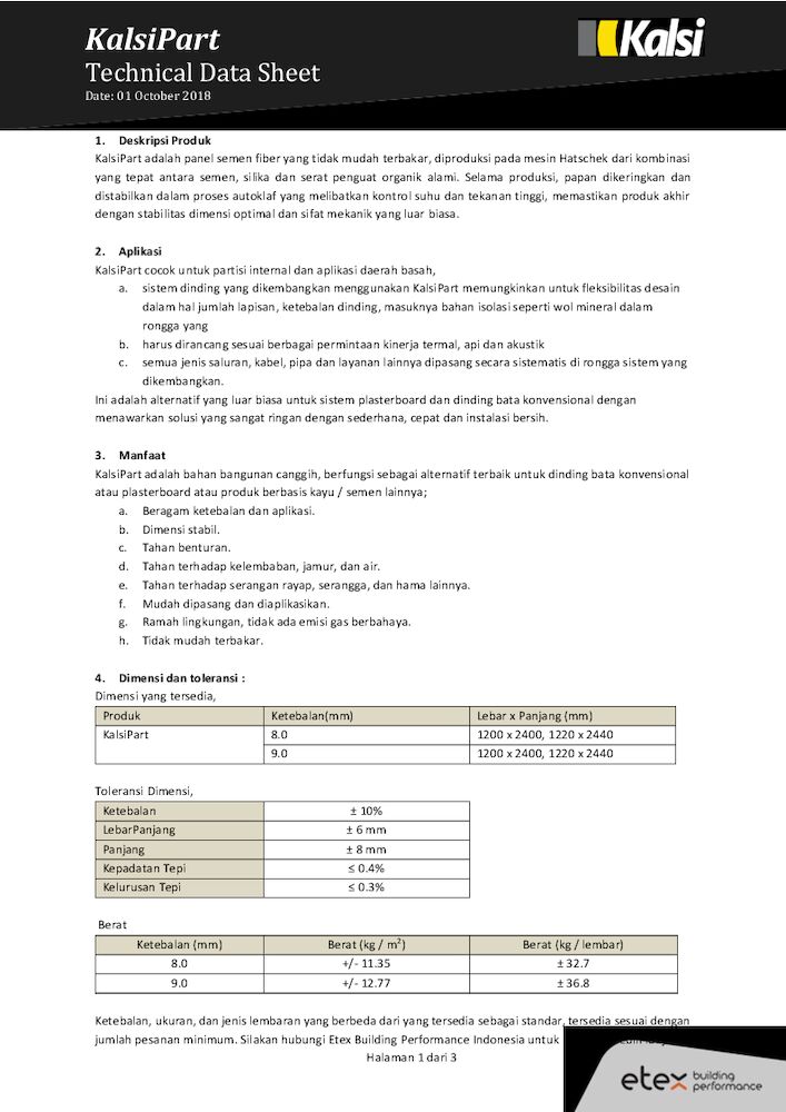 KalsiPart Technical Data Sheet