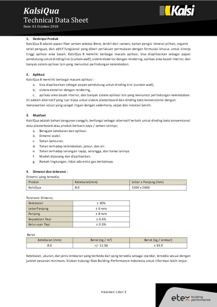 KalsiQua Technical Data Sheet