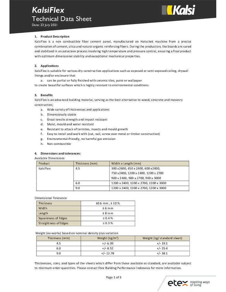 KalsiFlex Technical Data Sheet