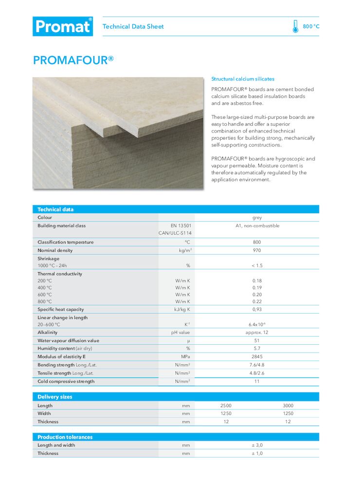 Data Sheet - Promafour Construction Boards