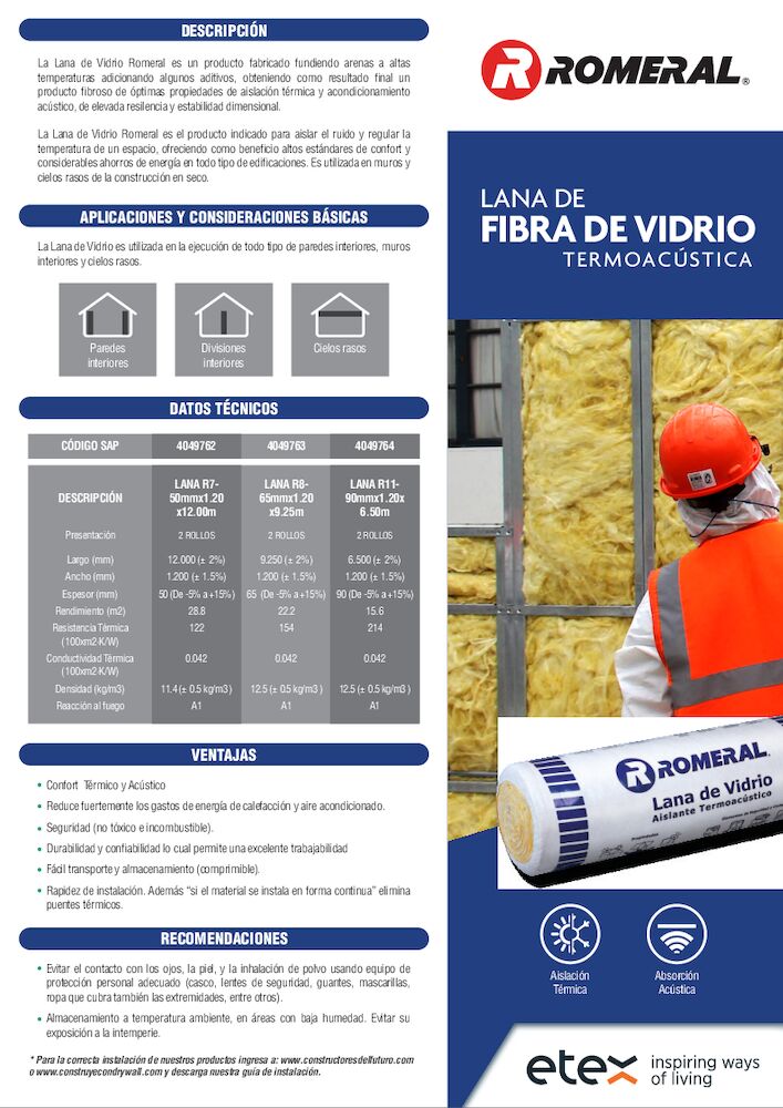 Ficha Técnica de Lana Fibra de Vidrio