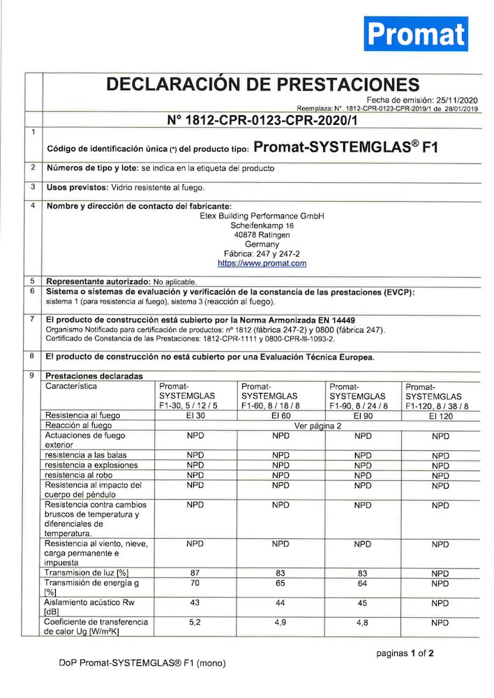 Promat-SYSTEMGLAS® F1