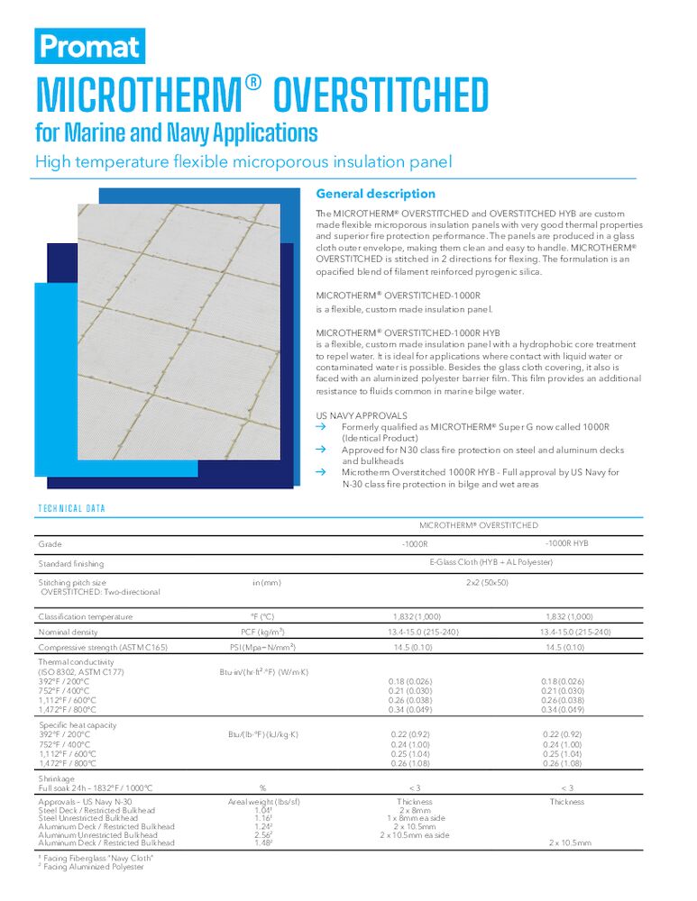 MICROTHERM®-OVERSTITCHED HY TDS US