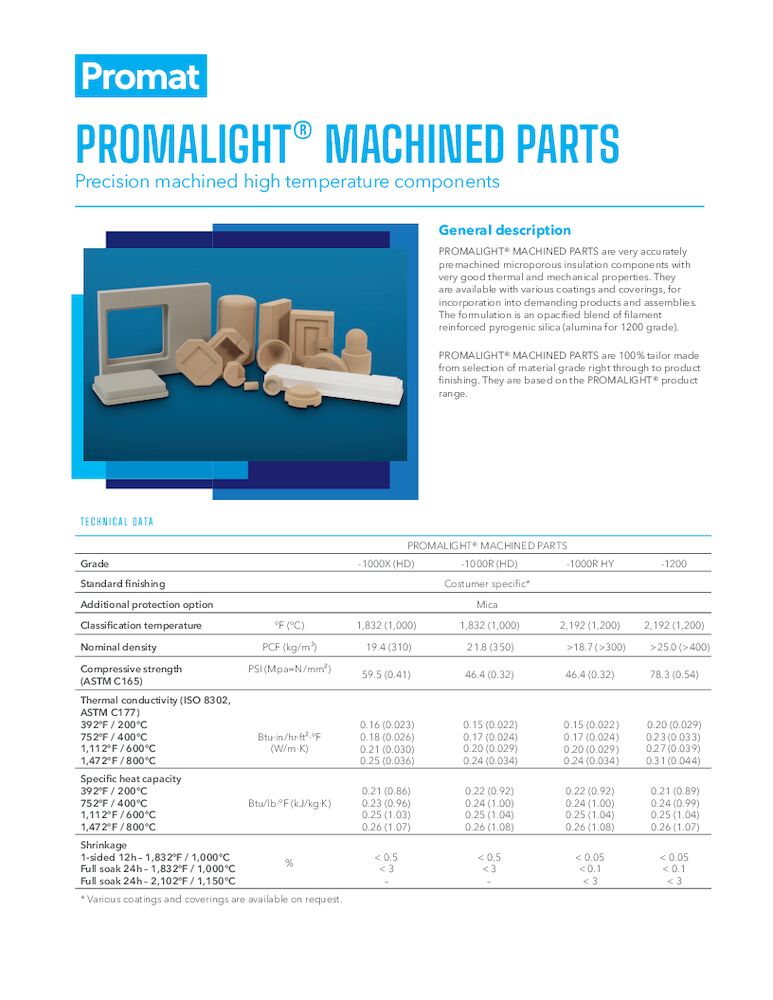 PROMALIGHT® MACHINED PARTS TDS US