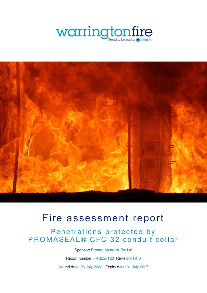 PROMASEAL Conduit Collar (CFC) 20220726-FAS220123 R1.0 - Fire Assessment Report