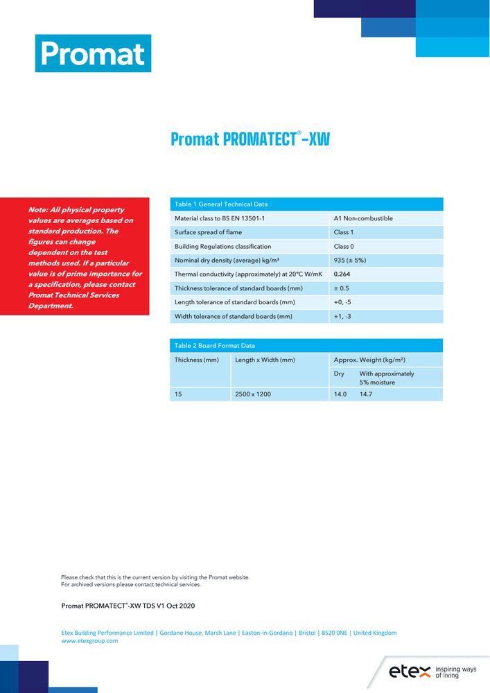 PROMATECT®-XW PDS