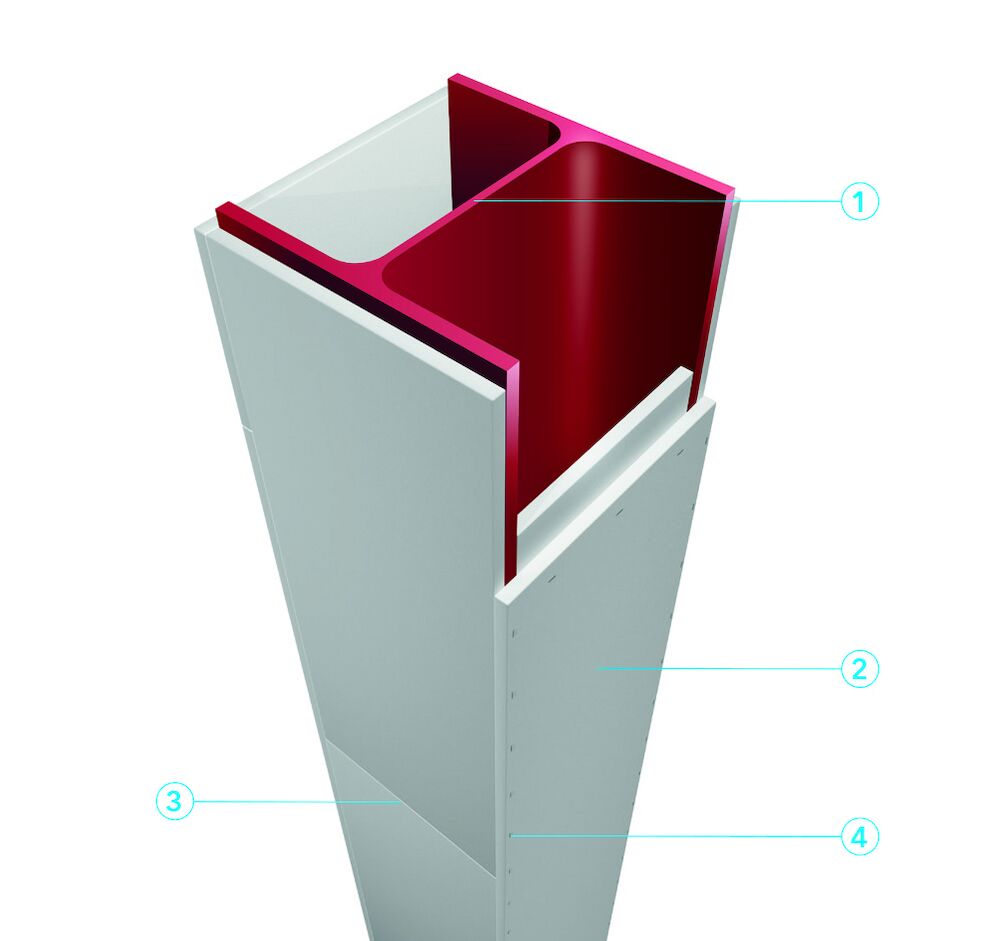 Stalen kolom (I-, H- en U-profielen; ronde, vierkante en rechthoekige kokerprofielen) beschermd met PROMATECT®-XS 2G - R60