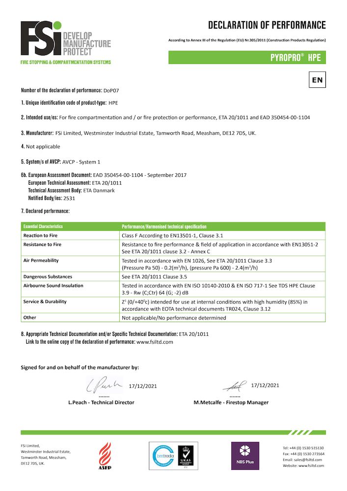 DoP Pyropro HPE Sealant Dec 21