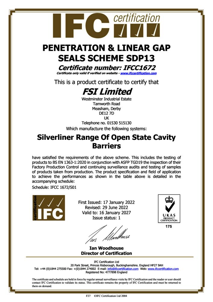 IFCC1672 FSI Certificate