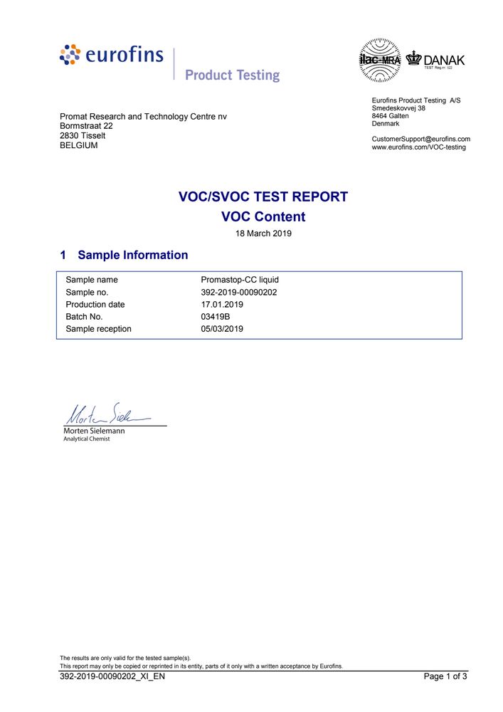 PROMASTOP-CC Contenuto VOC