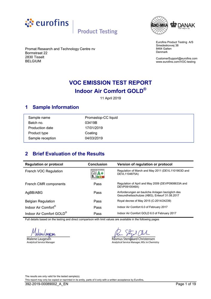 PROMASTOP-CC IAC GOLD emissioni VOC