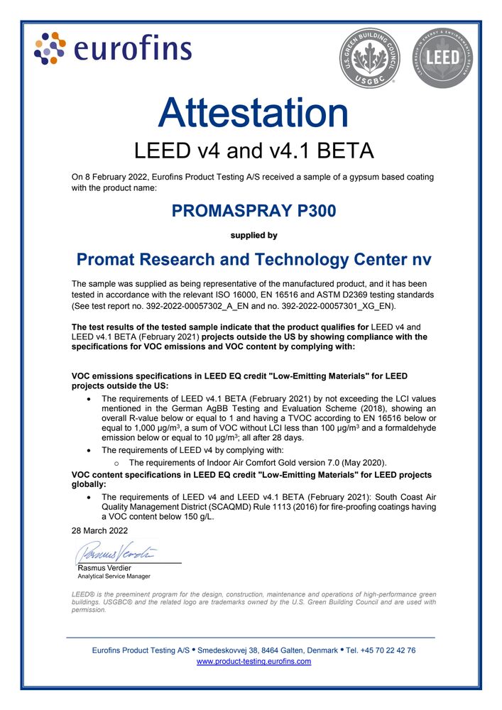 PROMASPRAY-P300 LEED VOC