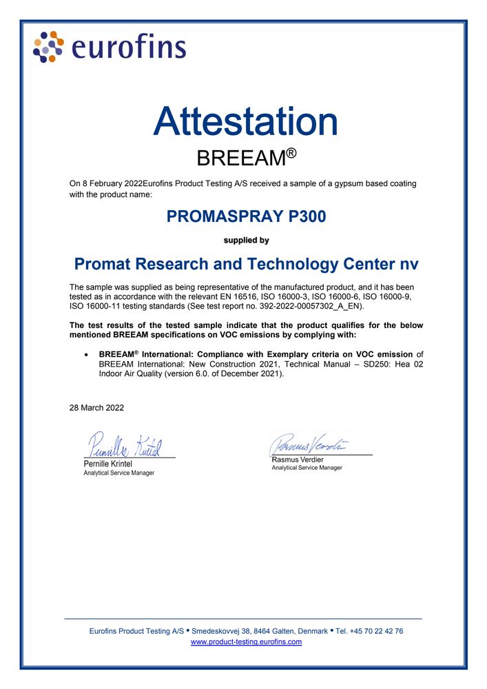 PROMASPRAY-P300 BREEAM VOC