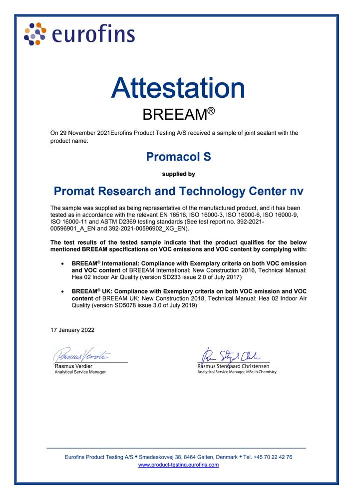 PROMACOL-S BREEAM VOC