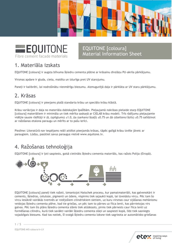 Materiāla informācijas lapa