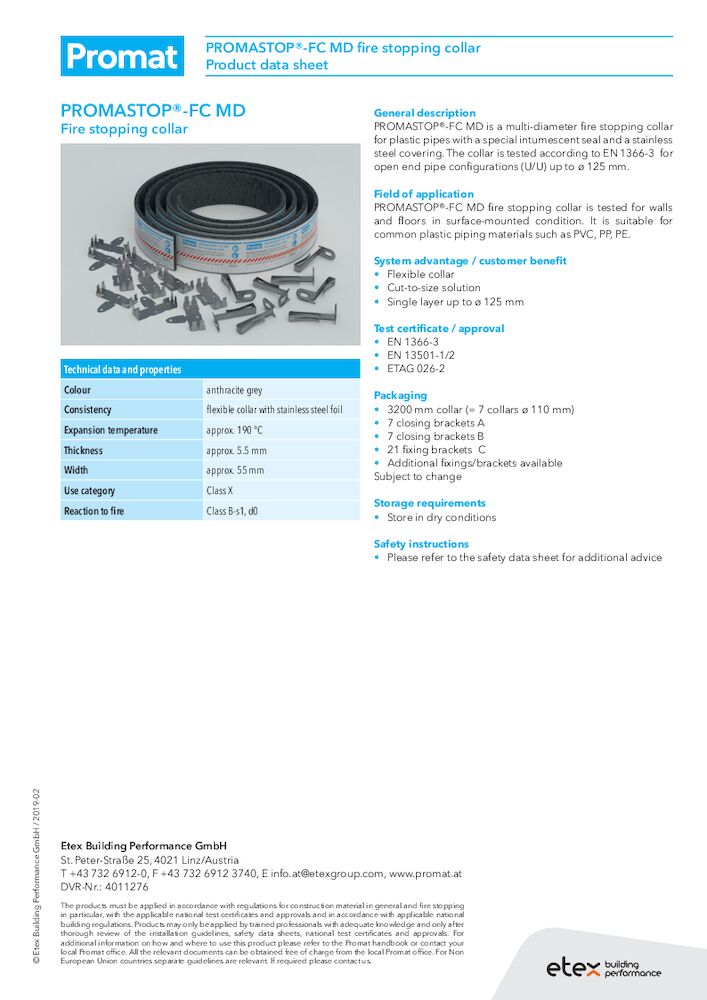 PROMASTOP®-FC MD Product Datasheet