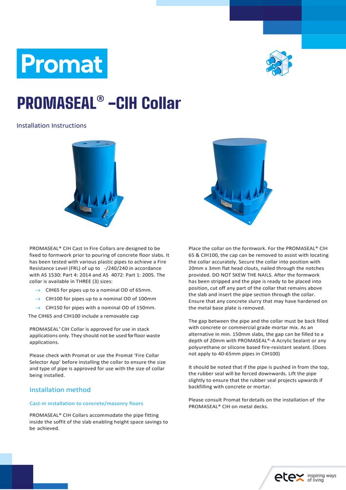 PROMASEAL CIH Installation