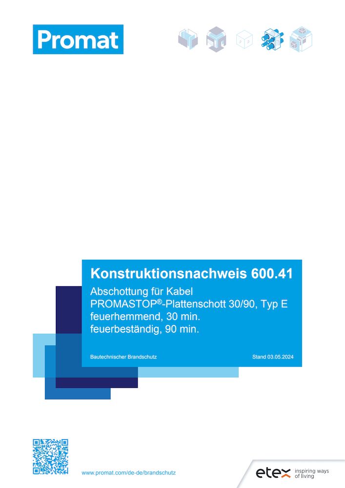 600.41 – Konstruktionsnachweis – PROMASTOP®-Plattenschott 30/90, Typ E gültig bis 03.05.2029 (PDF)