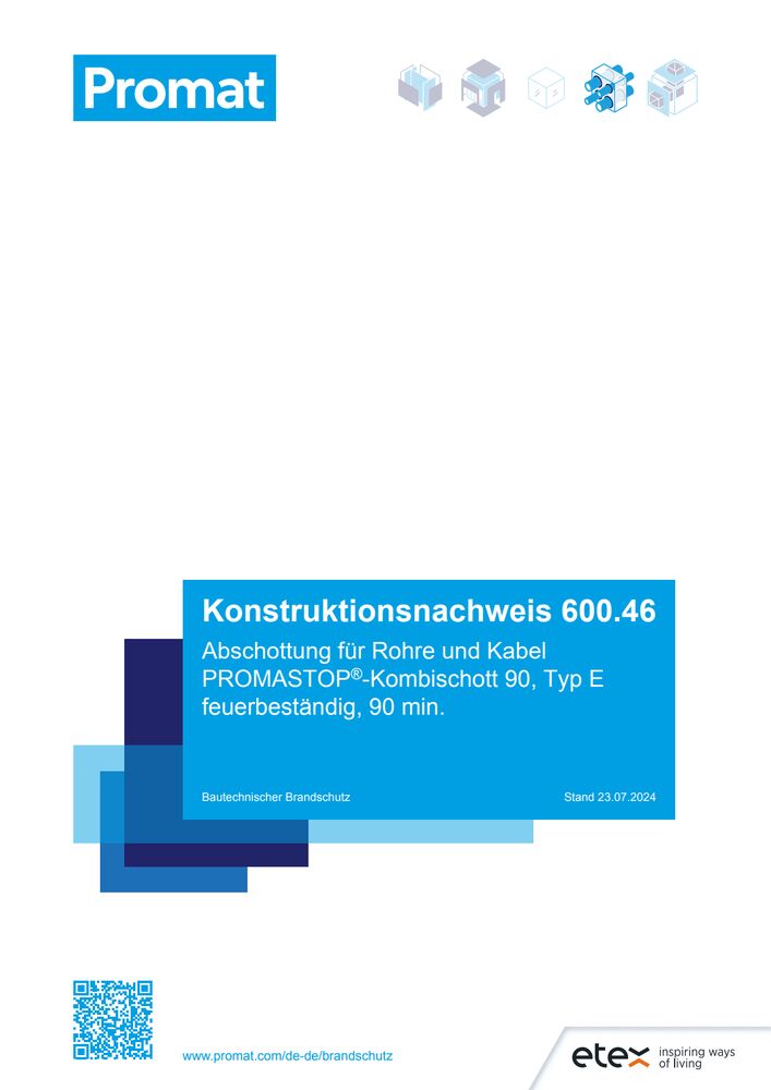 600.46 – Konstruktionsnachweis – PROMASTOP®-Kombischott 90, Typ E gültig bis 24.07.2029 (PDF)